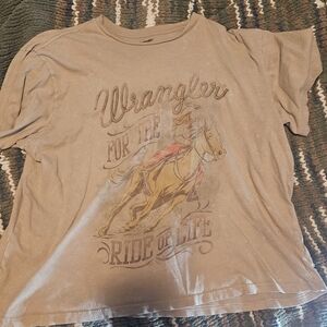 Wrangler Tan Graphic Tee with Horse Print